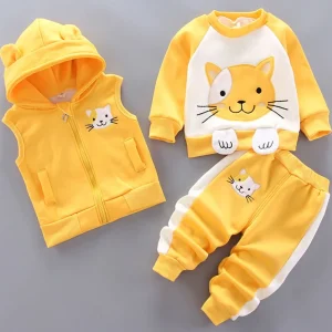 Hooded Vest+Sweater+Pant Sport Suits